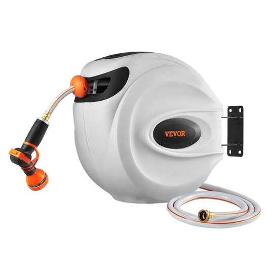 130ft Retractable Hose Reel – Auto Rewind, Wall Mount, 9-in-1 Spray, Heavy-Duty & Tangle-Free