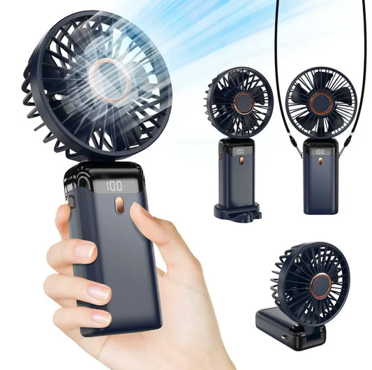 3IN 1 Hand Fan & 4000mAh Portable Fan,Mini, FoldableUSB Rechargeable, Ideal for Travel & Outdoor and Summer